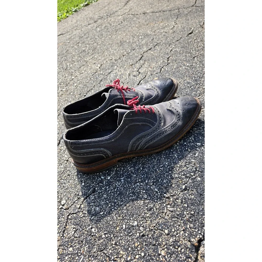 Allen Edmonds Neumok 4065 Wingtip Oxford Shoes 11D Navy Leather Red Laces USA